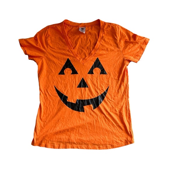 NEW SPIRIT HALLOWEEN Women’s Pumpkin V Neck T-Shirt - Picture 4 of 6